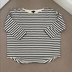 J. Crew Navy and White Striped 3/4 Length Sleeve Top